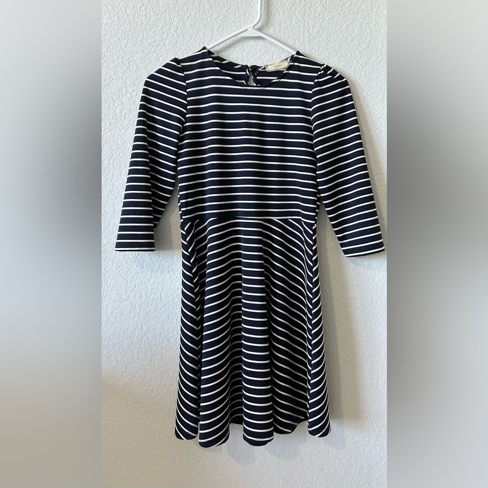 Soprano Navy & White Striped Fit & Flare Dress Girls XL 16